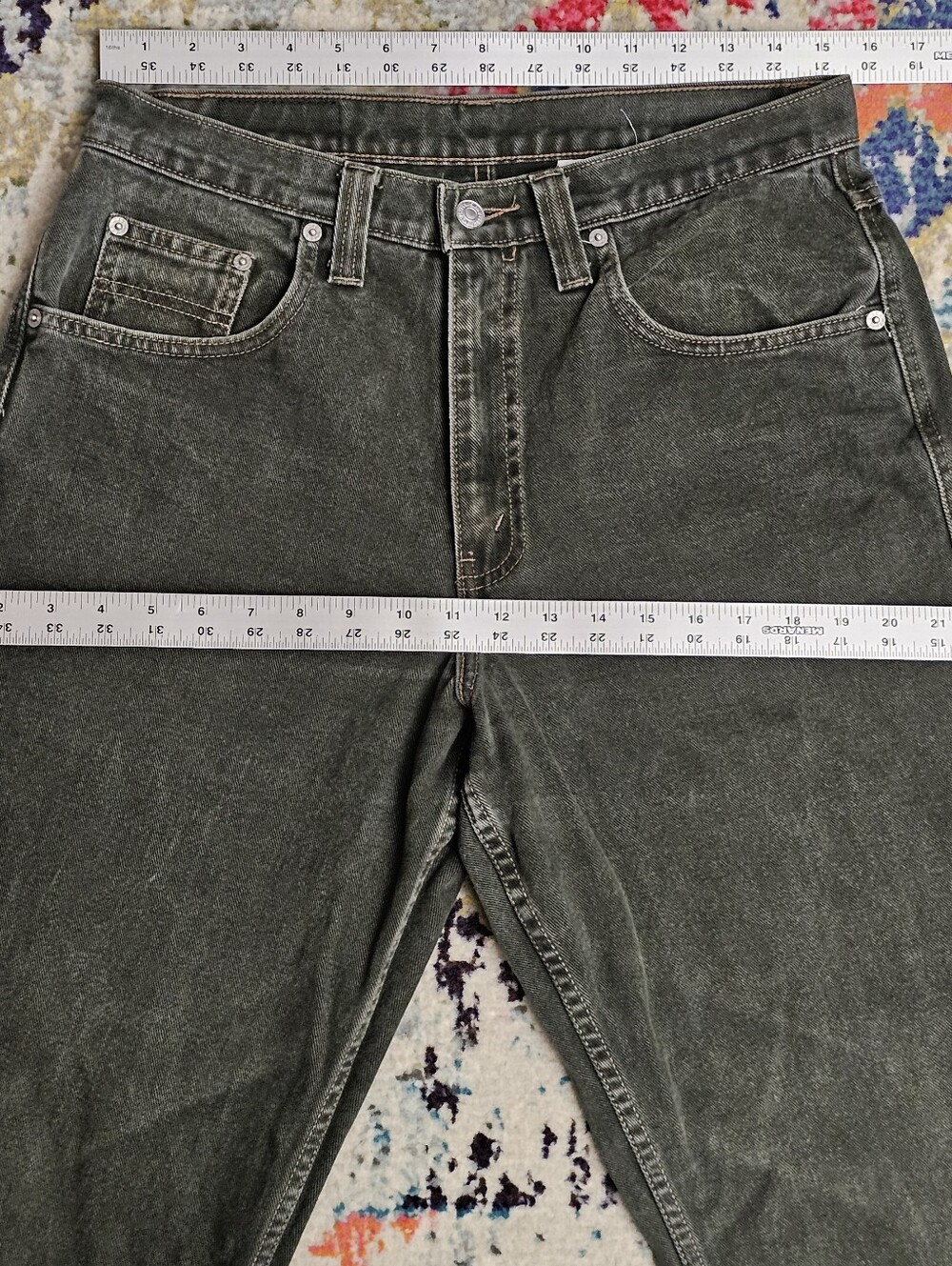 VTG 1995 Levi's L2 Forest Green Jeans Mens Tag 33x30 MEASURES 31x30 Baggy Loose - Picture 14 of 16